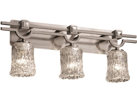 Justice Design Group Veneto Luce 3-Light Nickel Glass Vanity Light