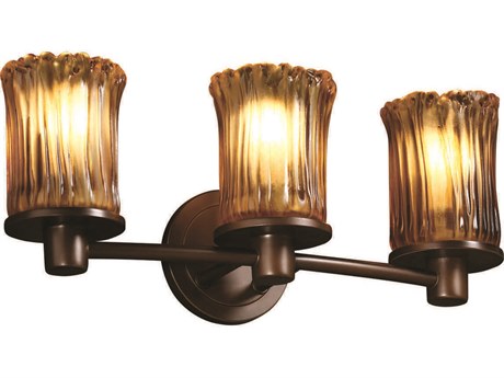 Justice Design Group Veneto Luce 3-Light Bronze Glass Vanity Light