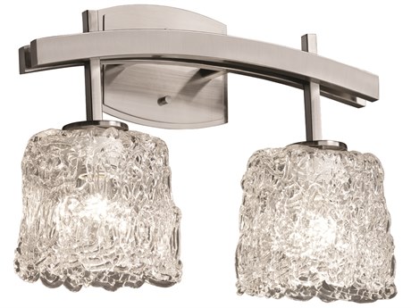 Justice Design Group Veneto Luce 2-Light Nickel Glass Vanity Light