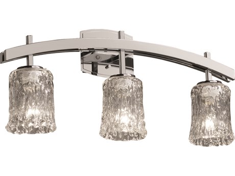 Justice Design Group Veneto Luce 3-Light Nickel Glass Vanity Light