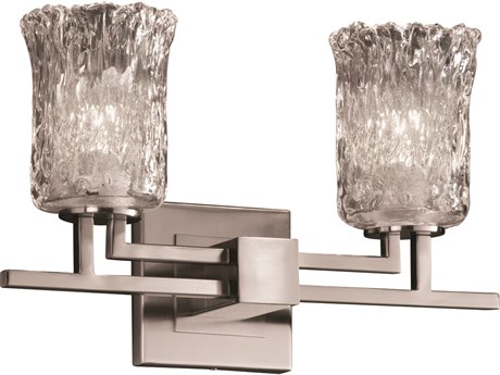 Justice Design Group Veneto Luce 2-Light Nickel Glass Vanity Light
