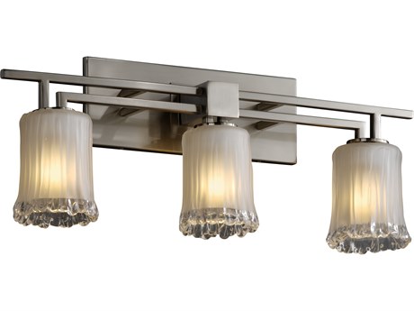 Justice Design Group Veneto Luce 3-Light Nickel Glass Vanity Light