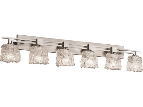 Justice Design Group Veneto Luce 6-Light Nickel Glass Vanity Light