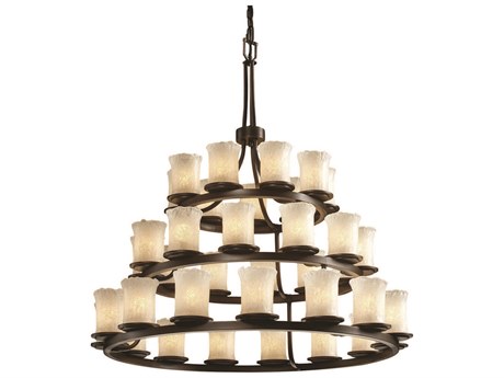 Justice Design Group Veneto Luce 36-Light Bronze Glass Cylinder Tiered Chandelier