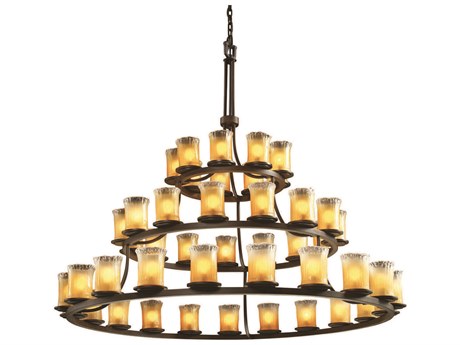 Justice Design Group Veneto Luce 45-Light Bronze Glass Cylinder Tiered Chandelier