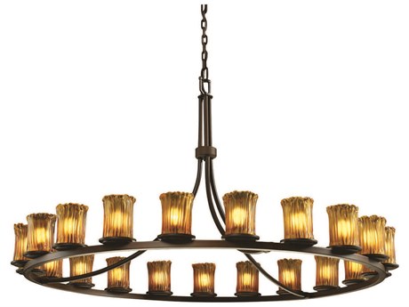 Justice Design Group Veneto Luce 21-Light Bronze Glass Cylinder Chandelier