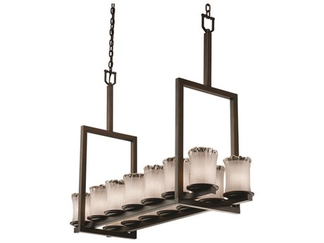 Justice Design Group Veneto Luce 14-Light Black Glass Cylinder Island Pendant