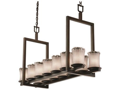 Justice Design Group Veneto Luce 14-Light Bronze Glass Cylinder Island Pendant