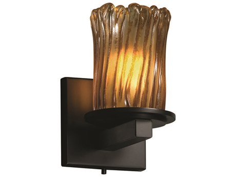 Justice Design Group Veneto Luce 1-Light Black Glass Wall Sconce