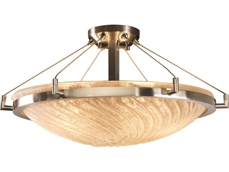 Justice Design Group Veneto Luce 6-Light Nickel Glass Bowl Semi Flush Mount