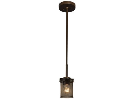 Justice Design Group Wire Mesh 1-Light Bronze Cylinder Mini Pendant
