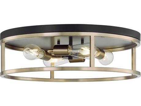 Justice Design Group Knox 4-Light Matte Black Brass Gold Drum Flush Mount