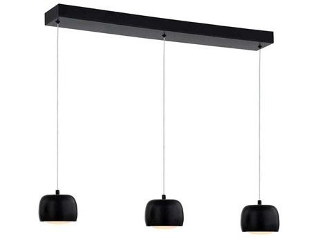 Justice Design Group 3-Light Matte Black LED Dome Linear Island Pendant