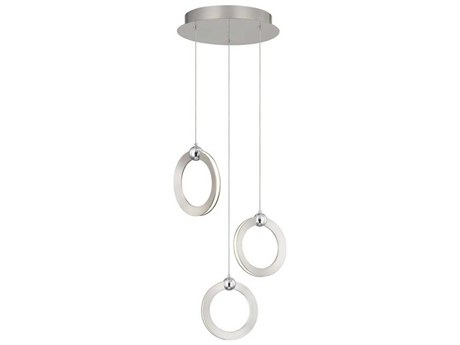 Justice Design Group 3-Light Brushed Nickel Chrome Round Mini Pendant