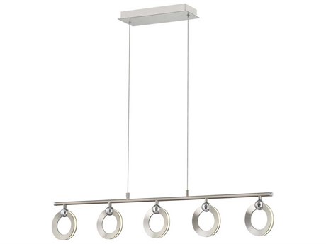 Justice Design Group 5-Light Brushed Nickel Chrome LED Linear Island Pendant