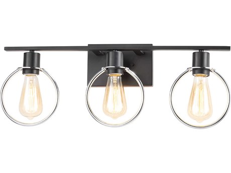 Justice Design Group 3-Light Black Vanity Light