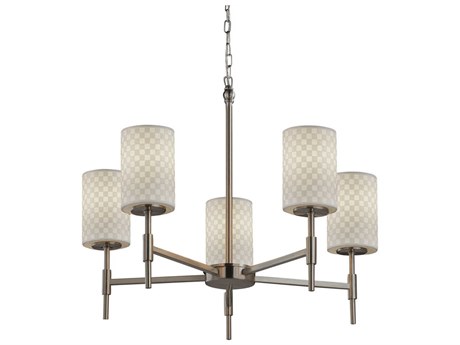 Justice Design Group Limoges 5-Light Nickel Cylinder Chandelier
