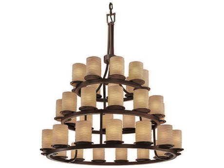 Justice Design Group Limoges 36-Light Bronze Cylinder Tiered Chandelier