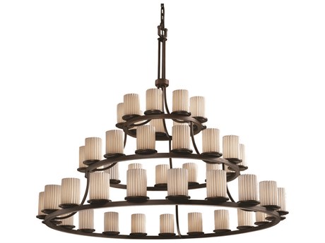 Justice Design Group Limoges 45-Light Bronze Cylinder Tiered Chandelier