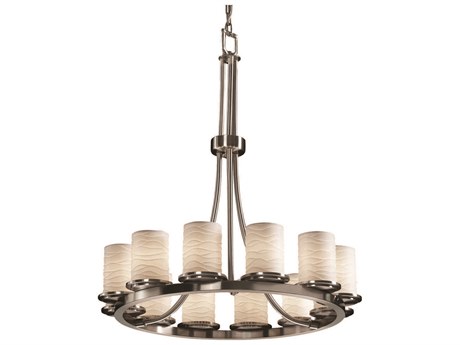 Justice Design Group Limoges 12-Light Nickel Cylinder Chandelier