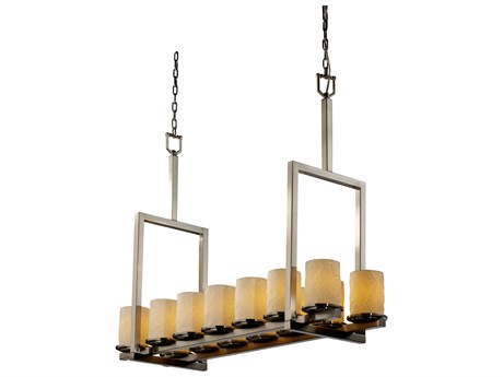 Justice Design Group Limoges 14-Light Nickel Cylinder Island Pendant