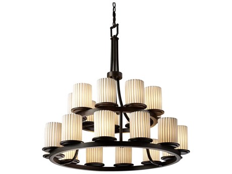Justice Design Group Limoges 21-Light Black Cylinder Tiered Chandelier