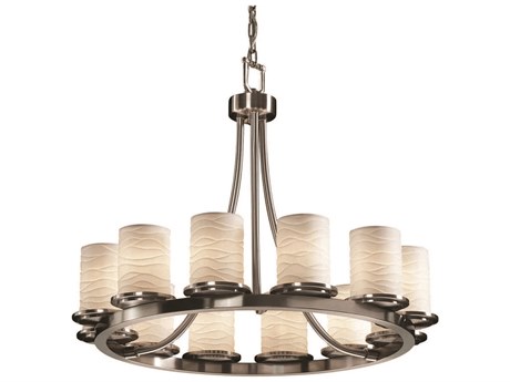 Justice Design Group Limoges 12-Light Nickel Cylinder Chandelier