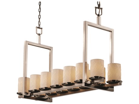 Justice Design Group Limoges 14-Light Nickel Cylinder Island Pendant