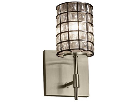 Justice Design Group Wire Glass 1-Light Nickel Wall Sconce