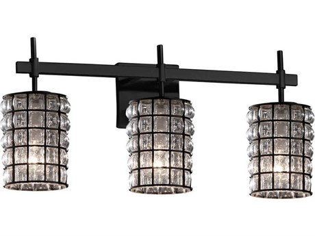 Justice Design Group Wire Glass 3-Light Black Vanity Light