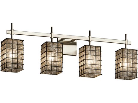 Justice Design Group Wire Glass 4-Light Nickel Vanity Light