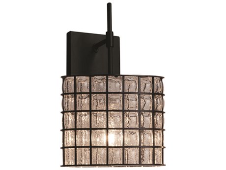 Justice Design Group Wire Glass 1-Light Black Wall Sconce