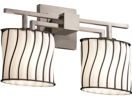 Justice Design Group Wire Glass 2-Light Nickel Vanity Light
