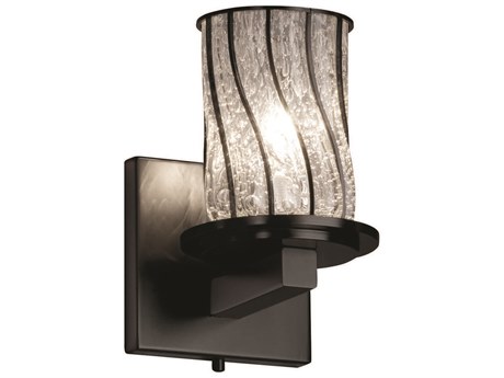 Justice Design Group Wire Glass 1-Light Black Wall Sconce