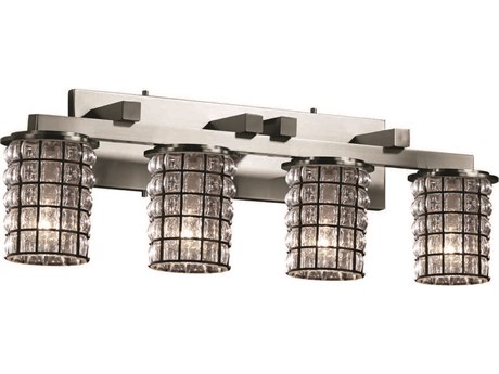 Justice Design Group Wire Glass 4-Light Nickel Vanity Light