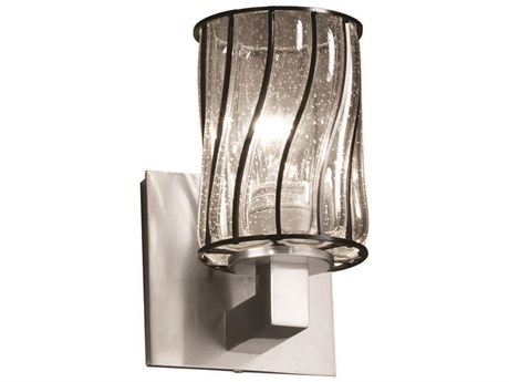 Justice Design Group Wire Glass 1-Light Nickel Wall Sconce