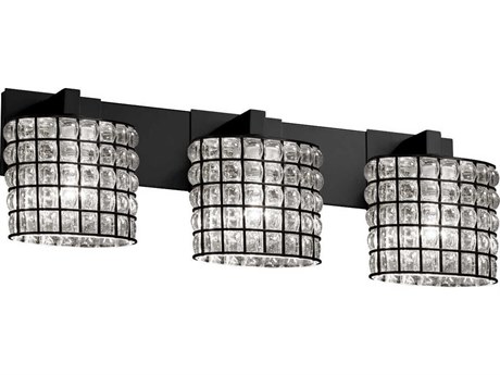 Justice Design Group Wire Glass 3-Light Black Vanity Light