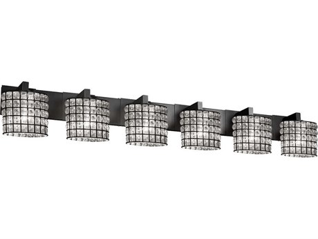 Justice Design Group Wire Glass 6-Light Black Vanity Light
