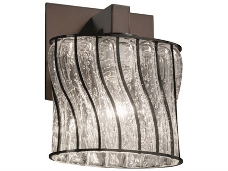 Justice Design Group Wire Glass 1-Light Bronze Wall Sconce