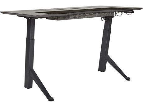 Unique Furniture Sit-stand Collection Grey Ash Wood Computer Desk