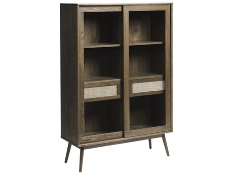Unique Furniture Barrali Oak Wood Smoked Display Cabinet