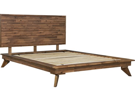 Unique Furniture Denali Walnut Brown Acacia Wood Queen Platform Bed