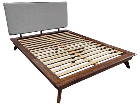 Unique Furniture Rainier Walnut Stain Brown Acacia Wood Queen Panel Bed