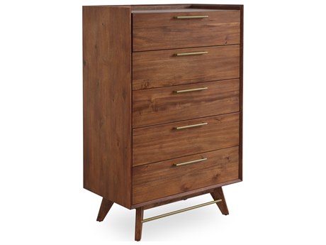 Unique Furniture Denali 5-Drawers Walnut Stain Brown Acacia Wood Accent Chest