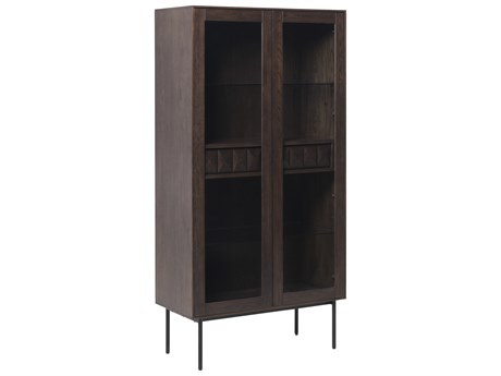 Unique Furniture Latina Oak Wood Black Display Cabinet