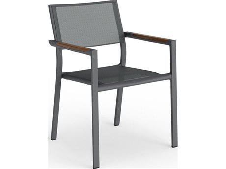 Jensen Outdoor Furniture Breeze IPE Stacking Sling Arm Chair in Slate