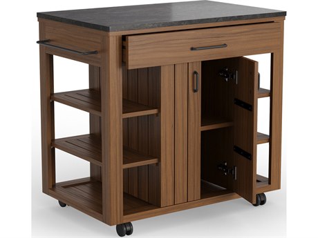 Jensen Outdoor Furniture Foundations Ipe IPEFoundations IPE Sage Serving Buffet with Quartz Top/ Shadow