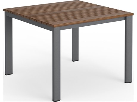 Jensen Outdoor Furniture Foundations IPE Aluminum Mesa 40" Square Dining Table with LPE Top/ Slate