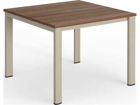 Jensen Outdoor Furniture Foundations IPE Aluminum Mesa 40" Square Dining Table with LPE Top/ Sand