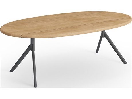 Jensen Outdoor Furniture Foundations IPE Aluminum Arc 47" x 24" Coffee Table with Teak Top/ Slate